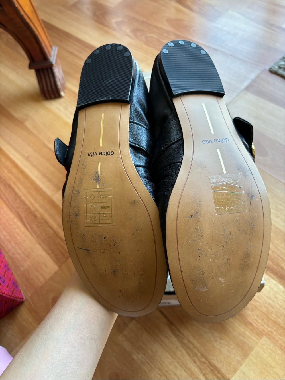 Dolce Vita Caely Black Mary Jane Ballet Flats with Gold Buckle - Picture 9 of 14